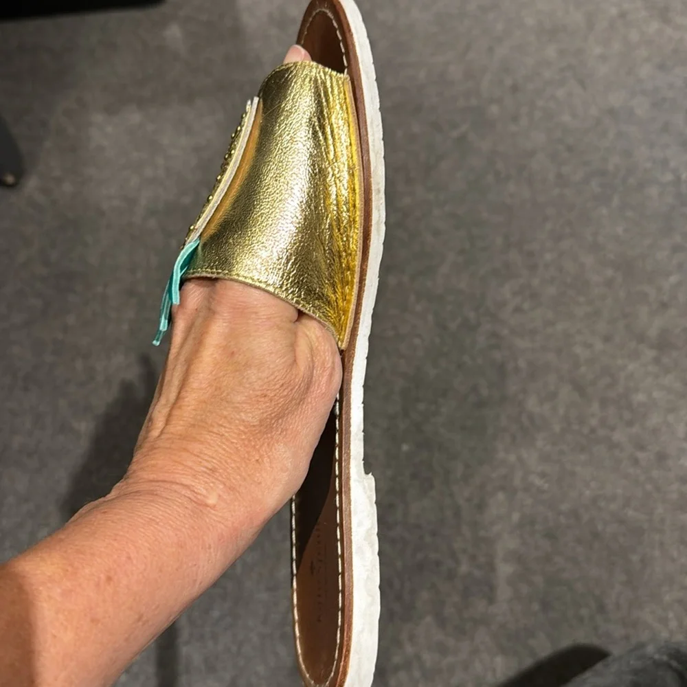Kate Spade Gold Slides with Pineapple Accent - Picture 3 of 5